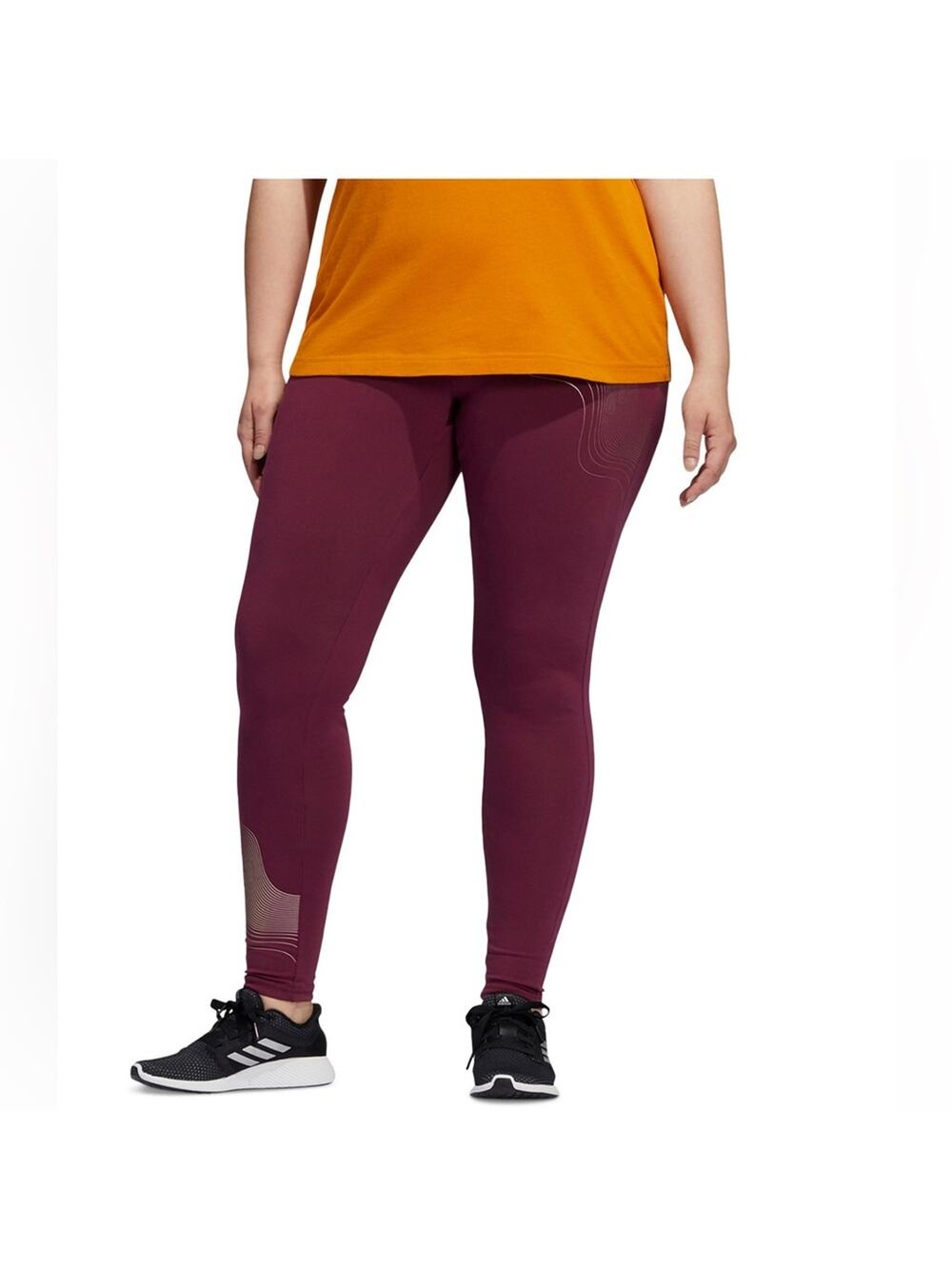 NWT Adidas Plus Size Athletic Leggings Ankle Length Gold Metallic Accent 3X